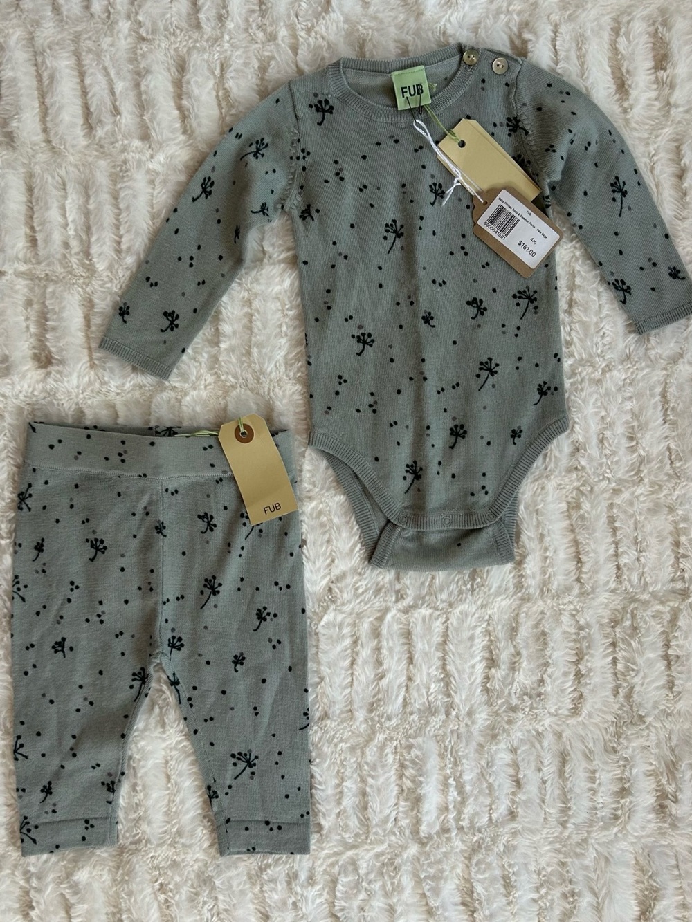 NWT FUB Merino Wool Knit Pale Sage Set
